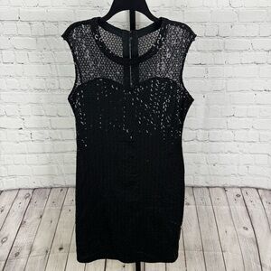Express Black Sequin Lace Party Dress Size Large